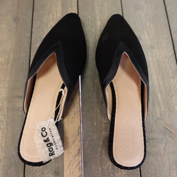 Rag & Co Orla Black Classic Suede Walking Mule Working Flats Casual Sandals - Picture 4 of 7